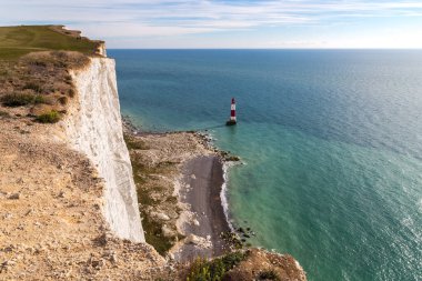 Beachy Head Lighthouse & Cliff, Eastblurne yakınlarında, Doğu Sussex, İngiltere, İngiltere