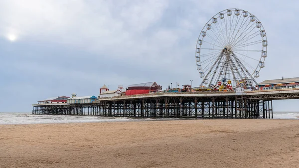 Blackpool Inglaterra Reino Unido Abril 2019 Vista Desde Playa Hacia — Foto de Stock