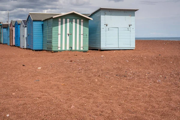 Teignmouth Devon England June 2019 Beach Huts Teignmouth Back Beach — 图库照片