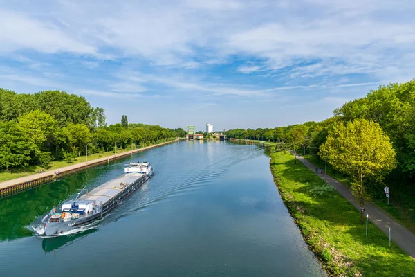 Dorsten Renânia Norte Vestefália Alemanha Maio 2020 Navio Carga Canal — Fotografia de Stock