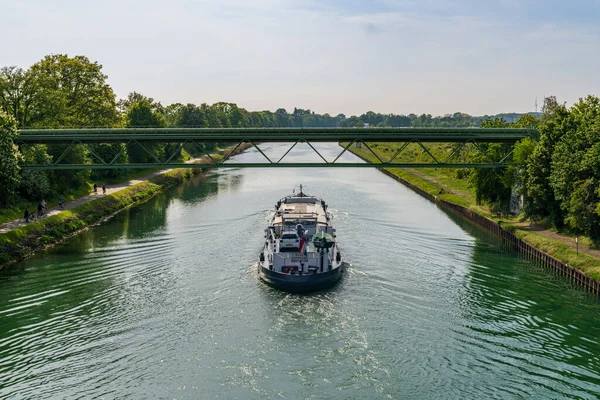 Dorsten Renânia Norte Vestefália Alemanha Maio 2020 Navio Carga Canal — Fotografia de Stock