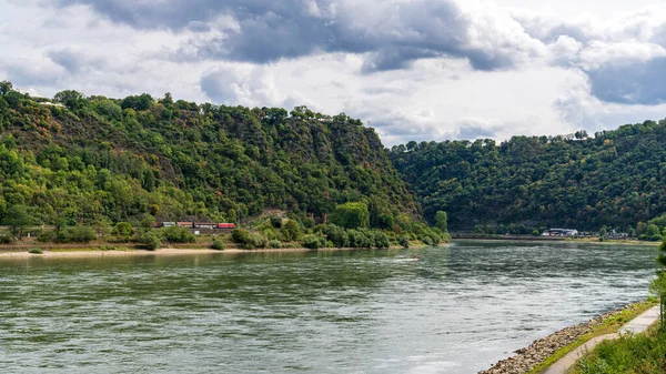 Vallée Rhin Moyen Avec Loreley Goarshausen Rhénanie Palatinat Allemagne — Photo