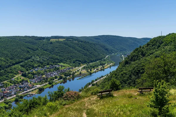 Lasserg Rheinland Palatine Tyskland Juni 2021 Utsikt Över Floden Mosel — Stockfoto