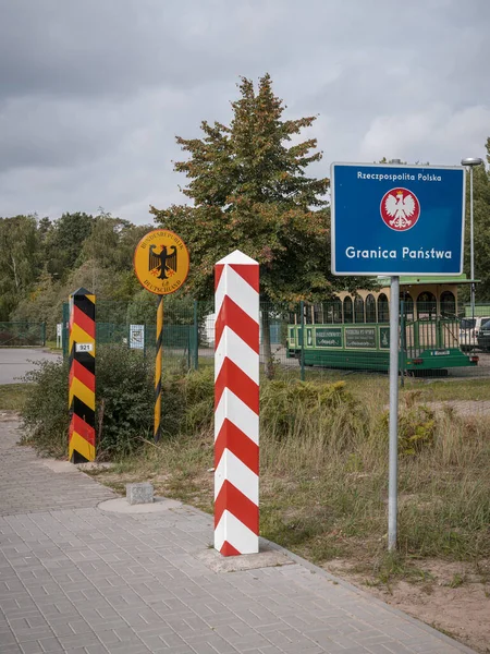 Ahlbeck Mecklenburg Western Pomerania Germany October 2020 Signs Boundary Posts — Stock Photo, Image