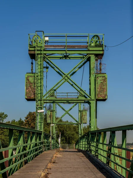 Duisburg Renânia Norte Vestefália Alemanha Agosto 2018 Vista Ponte Porto — Fotografia de Stock