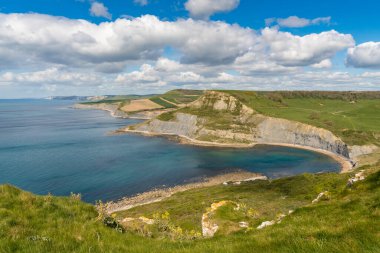 Jurassic Sahili ve Chapman Havuzu üzerinden Güney Batı Yakası Yolu 'na bakın, Worth Matravers, Jurassic Coast, Dorset, İngiltere