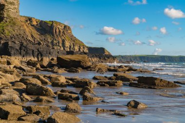 Haverfordwest yakınlarındaki Druidston Haven plajı, Pembrokeshire, Dyfed, Wales, İngiltere