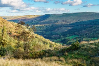 Torpantau ve Blaen-y-glyn, Powys, Wales, İngiltere arasındaki Brecon Beacons Ulusal Parkı 'ndaki manzara.