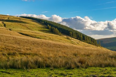 Torpantau ve Blaen-y-glyn, Powys, Wales, İngiltere arasındaki Brecon Beacons Ulusal Parkı 'ndaki manzara.