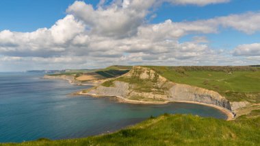 Jurassic Sahili ve Chapman Havuzu üzerinden Güney Batı Yakası Yolu 'na bakın, Worth Matravers, Jurassic Coast, Dorset, İngiltere