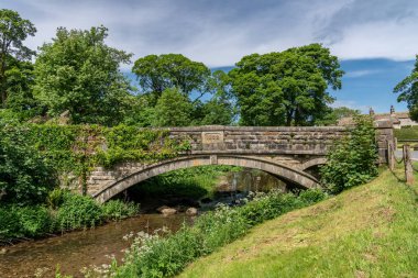 Linton Beck üzerindeki taş köprü, Kuzey Yorkshire, İngiltere, İngiltere