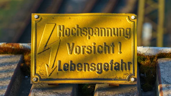 Podpis Hochspannung Vorsicht Lebensgefahr Německy Pro Vysoké Napětí Opatrnost Riziko — Stock fotografie