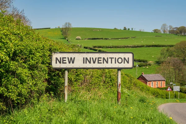 Znak Miasta New Invention Shropshire Anglia — Zdjęcie stockowe