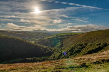 Malmsmead yakınlarındaki Exmoor Ulusal Parkı 'nda manzara, Devon, İngiltere, İngiltere