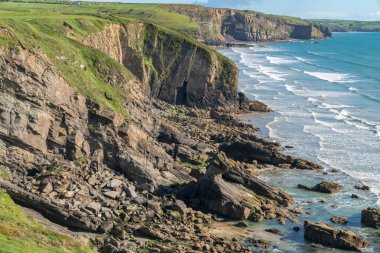 Nolton Haven yakınlarındaki Coast Madoc 's Haven, Pembrokeshire, Dyfed, Wales, İngiltere