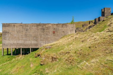 Cleeton, Shropshire, İngiltere yakınlarındaki Titterstone Clee 'de taş ocağı harabeleri.