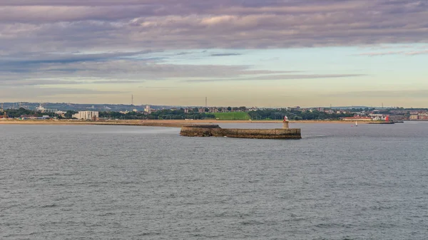 Vista Dal Mare Del Nord Verso Fiume Tyne South Pier — Foto Stock