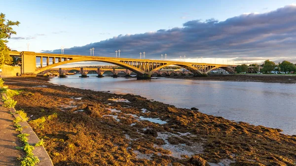 Puente Real Tweed Puente Berwick Fondo Que Conduce Sobre Río —  Fotos de Stock
