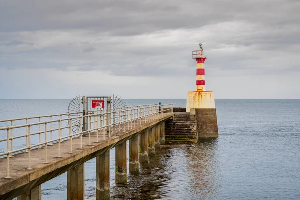 Pier Lighthouse Amble Northumberland Inghilterra Regno Unito Visto Dal South — Foto Stock