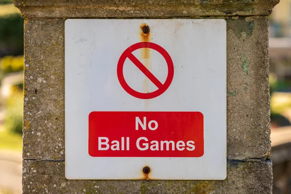 Zeichen Keine Ballspiele Gesehen Ilfracombe Devon England — Stockfoto