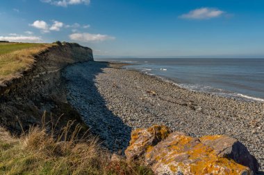 Somerset, İngiltere 'deki Lilstock Plajı Bristol Kanalı' na bakıyor.