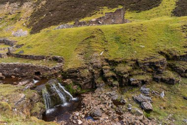 Blakethwaite Force and Mine Gunnerside yakınlarında, Kuzey Yorkshire, İngiltere, İngiltere
