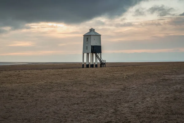 Cloudy Evening Low Lighthouse Burnham Sea Somerset England — Stock Photo, Image