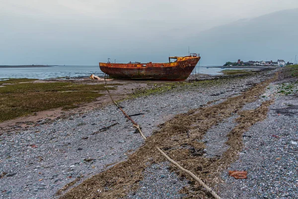 Naufrágio Enferrujado Lama Canal Walney Visto Estrada Para Roa Island — Fotografia de Stock