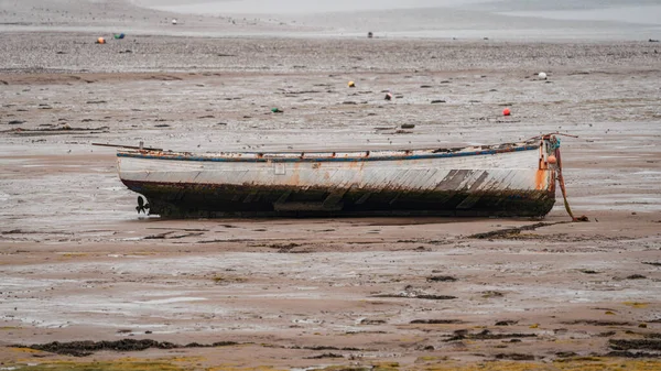 Bateau Dans Boue Canal Walney Route Roa Island Cumbria Angleterre — Photo