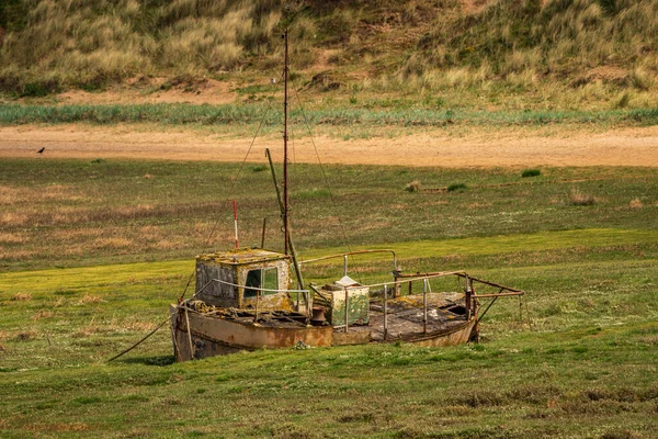 Wreck Boat Grass Seen Askam Furness Cumbria England — Stock Photo, Image