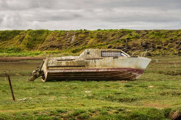 Naufrágio Barco Grama Visto Askam Furness Cumbria Inglaterra Reino Unido — Fotografia de Stock