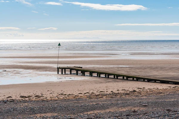 Der Strand Und Ein Holzsteg Seascale Cumbria England — Stockfoto