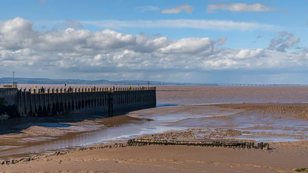 Low Tide Portishead Pier Bristol Channel Background Seen Portishead North — Stock Photo, Image