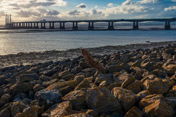 Ein Stück Treibholz Mit Der Prince Wales Bridge Hintergrund Von — Stockfoto