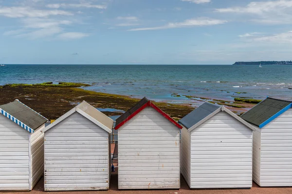 Paignton Torbay Ngiltere Ngiltere Deki Preston Sands Manzaralı Beach Hiuts — Stok fotoğraf