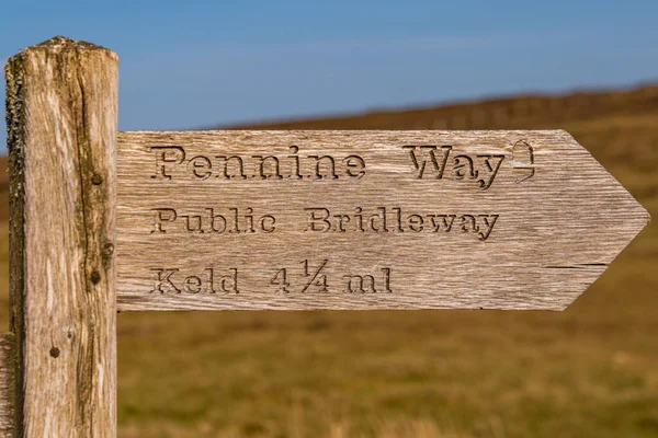 Signo Pennine Way Public Bridleway Keld Millas Visto Cerca Tan — Foto de Stock