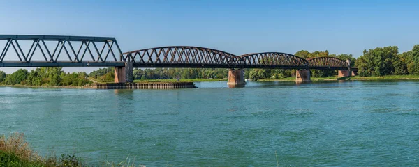 Rheinbruecke Bridge Rhine Wintersdorf Baden Wuerttemberg Alemanha — Fotografia de Stock