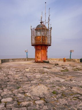 Heysham Limanı 'ndaki Güney İskelesi Deniz Feneri, Lancashire, İngiltere, İngiltere