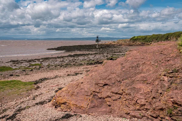 Kilátás Woodhill Öbölre Bristol Csatornára Portishead Point Világítótoronyra Portisheadben Észak — Stock Fotó