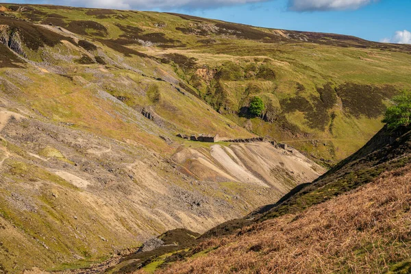 Krajobraz Yorkshire Dales Gunnerside Gill Szczątkami Kopalni Bunton Niedaleko Gunnerside — Zdjęcie stockowe