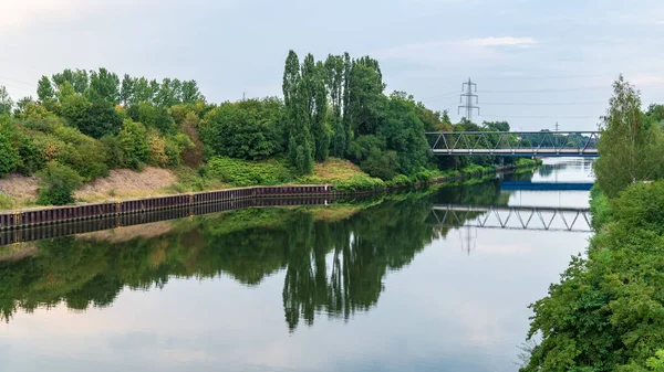 Rhen Herne Kanalen Sett Utifrån Nordsternpark Gelsenkirchen Nordrhein Westfalen Tyskland — Stockfoto