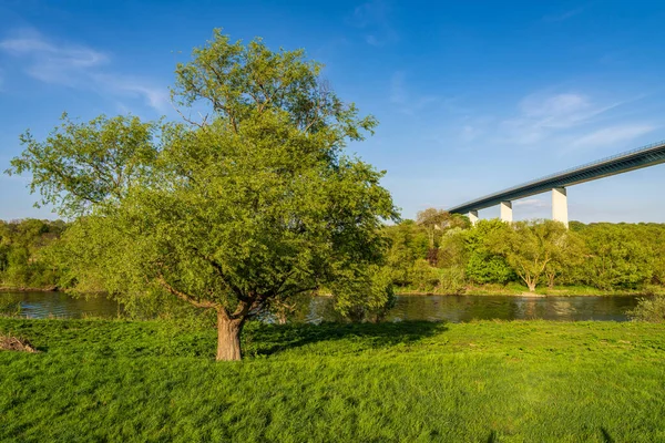 Utsikt Över Ruhrtal Och Motorvägsbron Mintard Muelheim Der Ruhr Nordrhein — Stockfoto