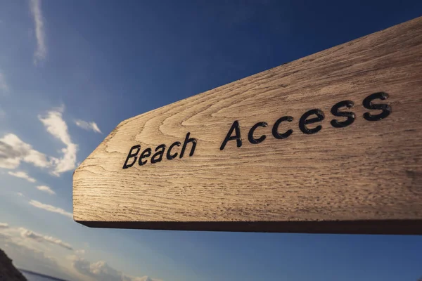Sign Beach Access Some Clouds Background Stock Image