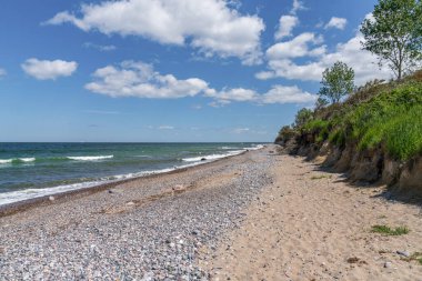 Baltık Denizi kıyısı Elmenhorst Sahili, Mecklenburg-Batı Pomerania, Almanya