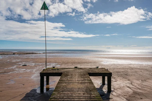 Plaża Drewniany Chodnik Seascale Kumbria Anglia Wielka Brytania — Zdjęcie stockowe