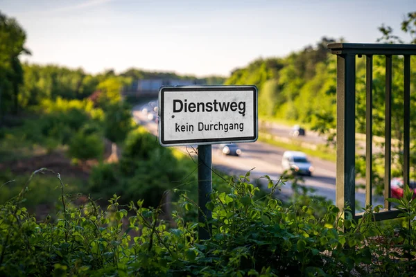 Sign Dienstweg Kein Durchgang German Service Path Passage Seen Motorway — Stock Photo, Image