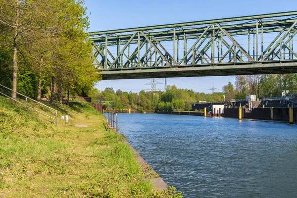 Vista Para Canal Rhine Herne Bottrop Renânia Norte Vestefália Alemanha — Fotografia de Stock