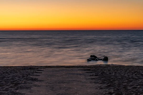 Noite Mar Báltico Com Praia Zierow Mecklemburgo Pomerânia Ocidental Alemanha — Fotografia de Stock