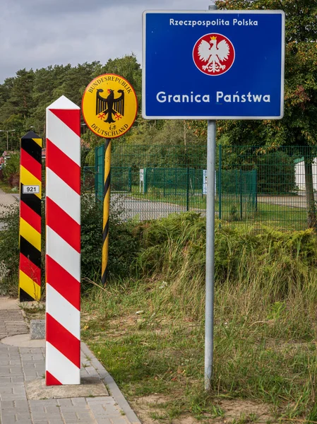 Ahlbeck Mecklenburg Western Pomerania Germany October 2020 Signs Boundary Posts — Stock Photo, Image