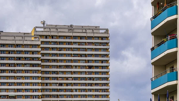 Berlim Alemanha Setembro 2021 Fachada Edifício Alto Com Varandas Berlim — Fotografia de Stock